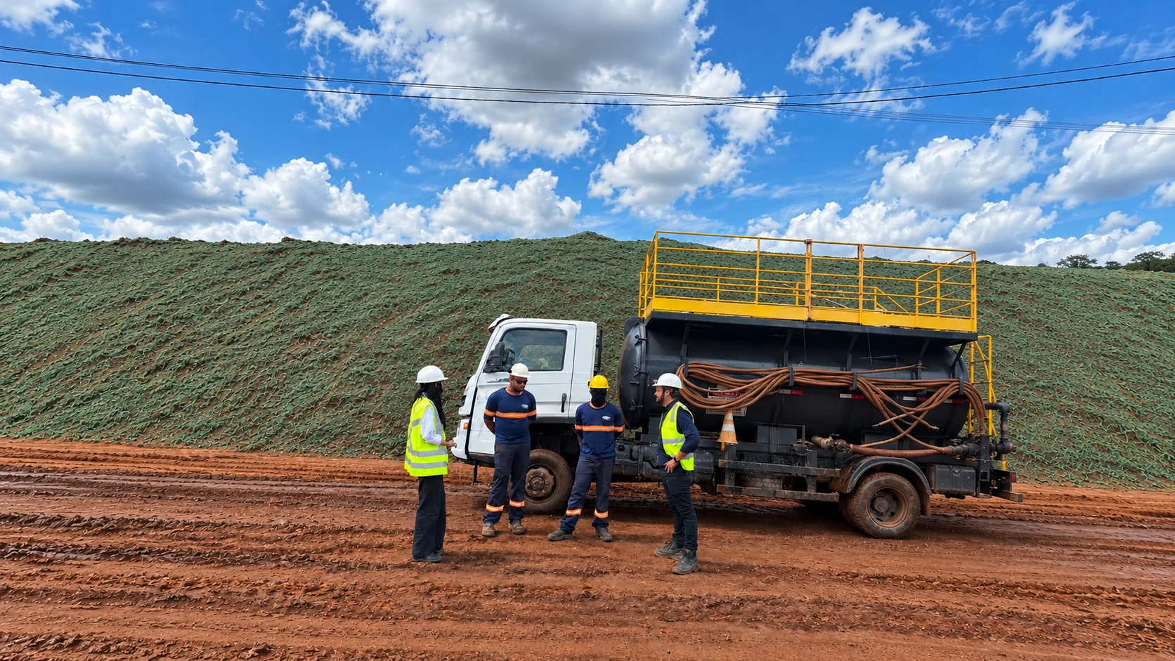 Aplicação técnica de hidrossemeadura em talude íngreme de infraestrutura